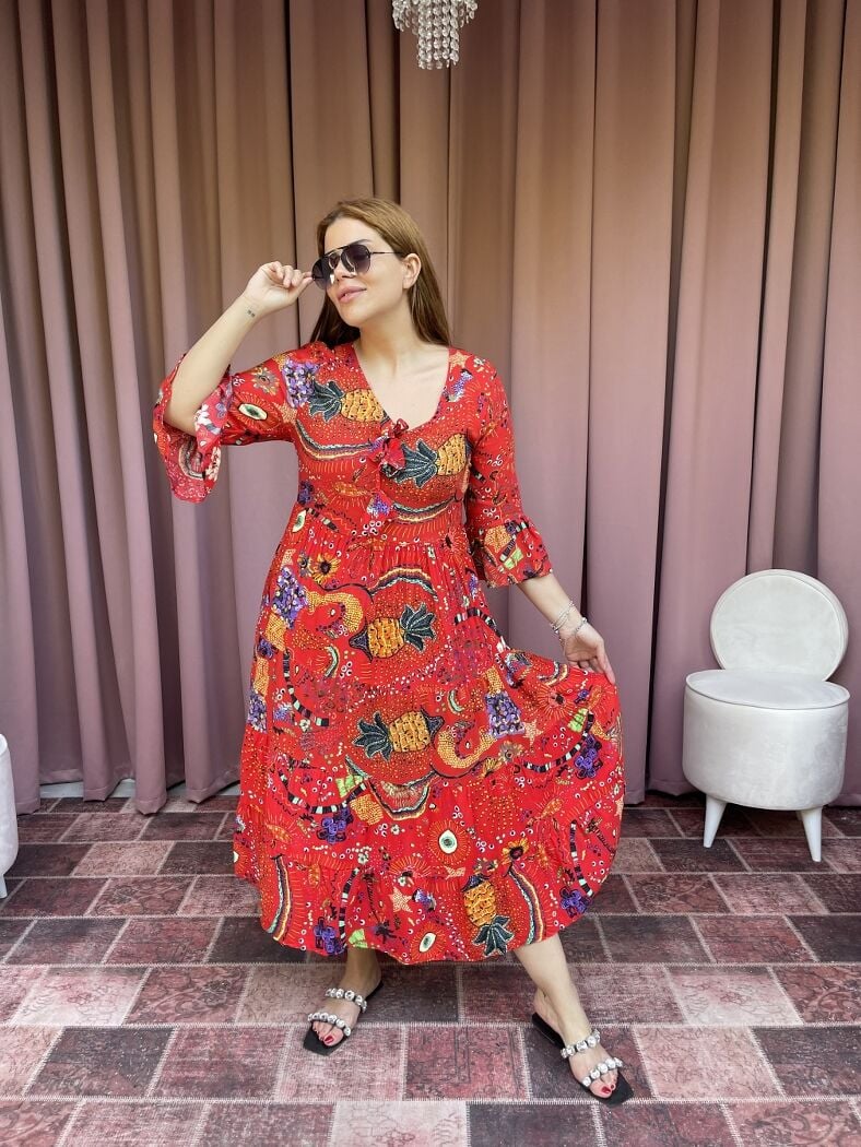 Nisa Model Kırmızı Elbise