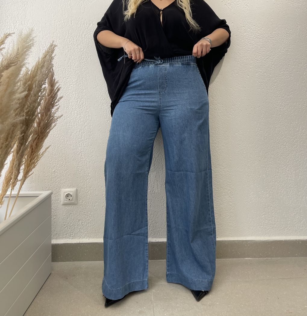 BOL PAÇA BELİ LASTİKLİ BÜYÜK BEDEN JEAN PANTOLON