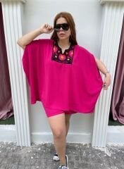 Oya İşleme Pembe Şortlu Takım