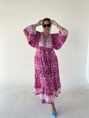 Traganos Desen Elbise Pembe