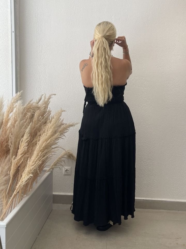 ÜST GİPELİ ASKILI ELBİSE