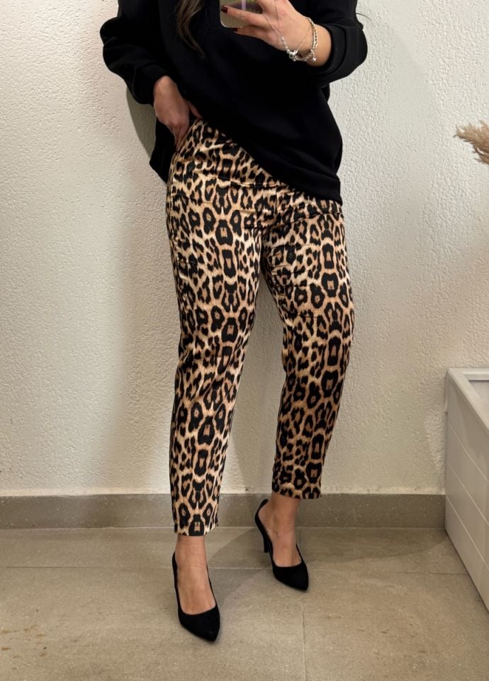SATEN LEOPAR PANTOLON