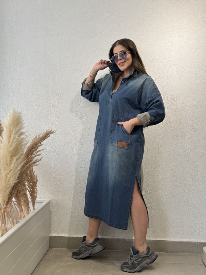 JEAN ELBİSE ÖNDEN CEPLİ