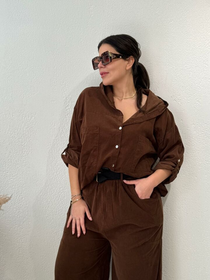 KAHVERENGİ KADİFE TAKIM