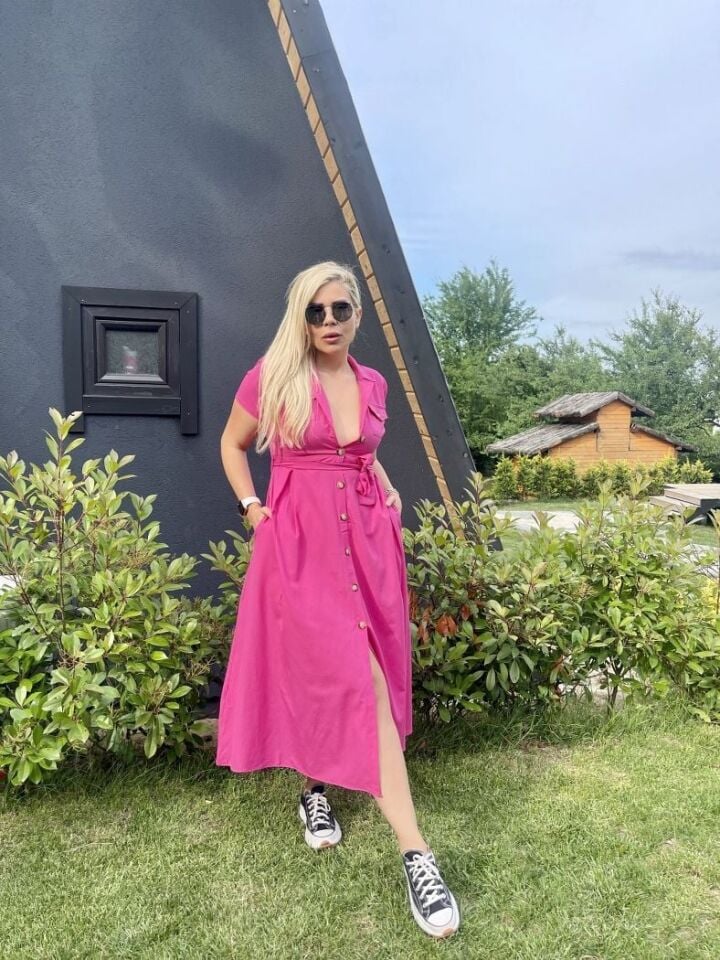 GÖMLEK ELBİSE PEMBE RENK