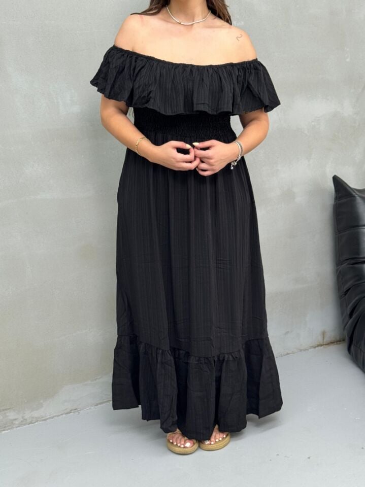 MADONNA YAKA ELBİSE SIYAH - SMALL