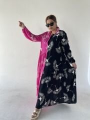Yinyang Gömlek Elbise Pembe/Siyah