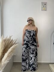 STRAPLEZ LİKRALI TULUM SİYAHBEYAZ - XLARGE